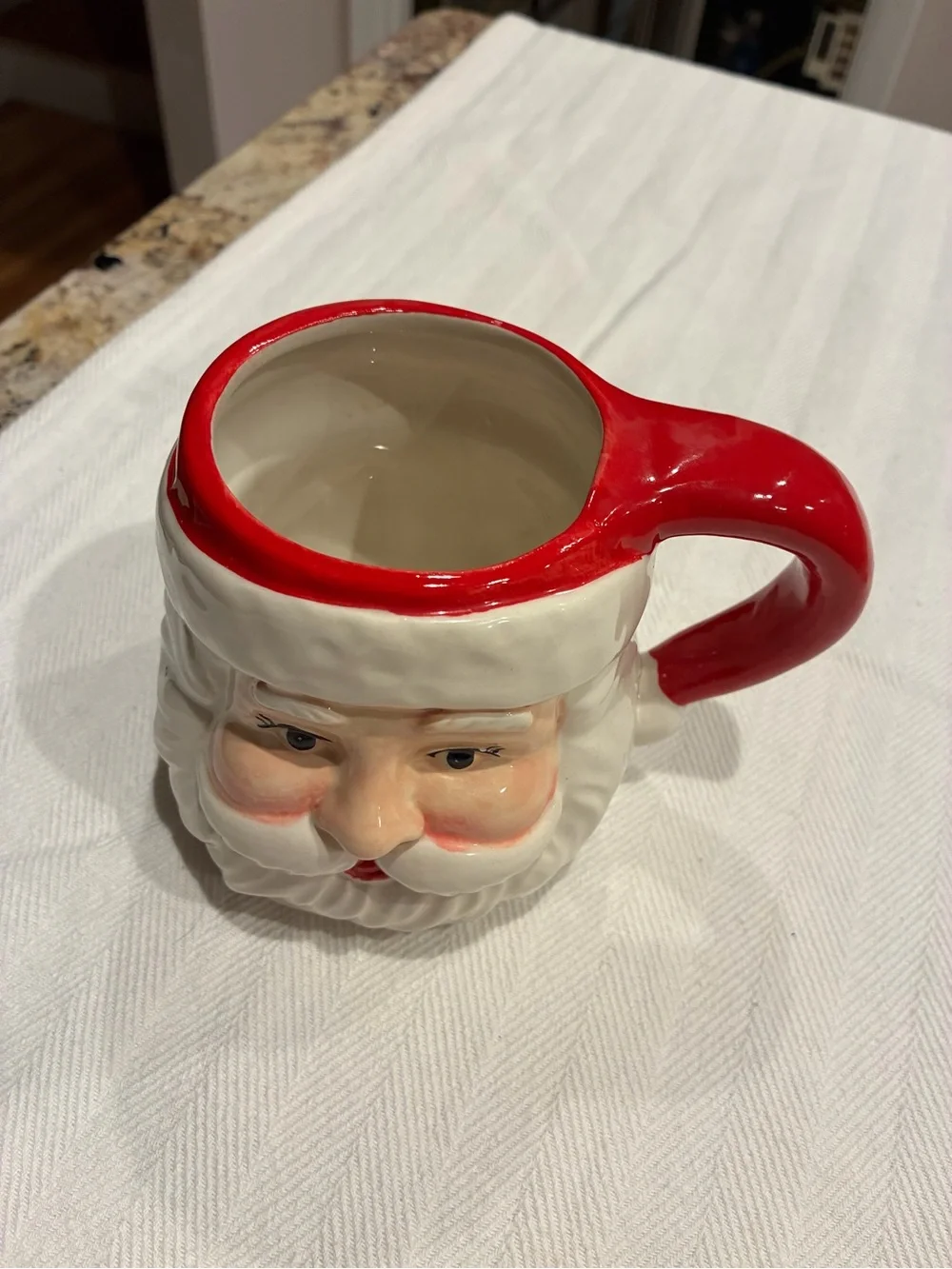 Christmas Santa Ceramic Mug in White and Red